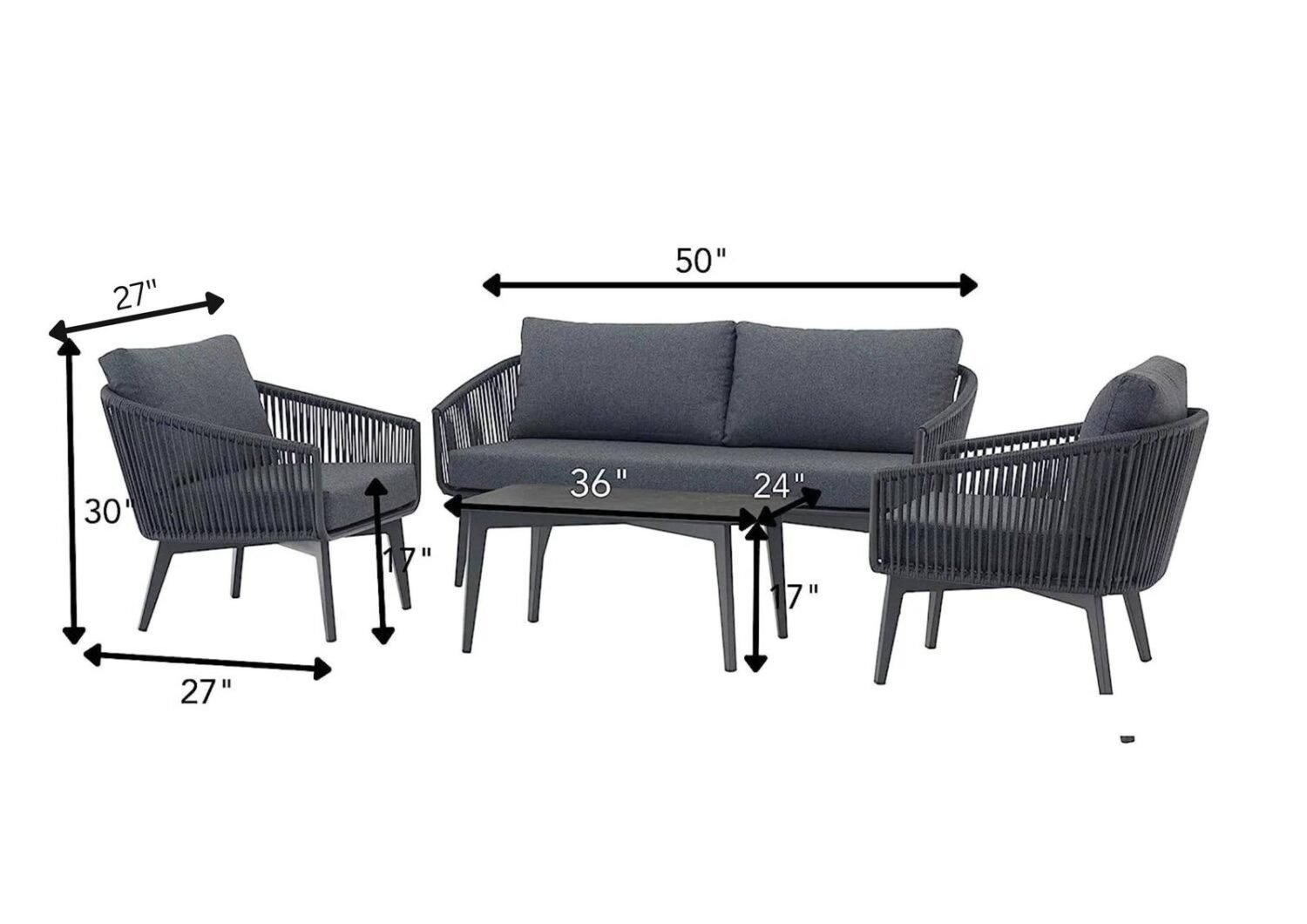 Rope Sofa Set & Table (4 Pieces) - Image 2
