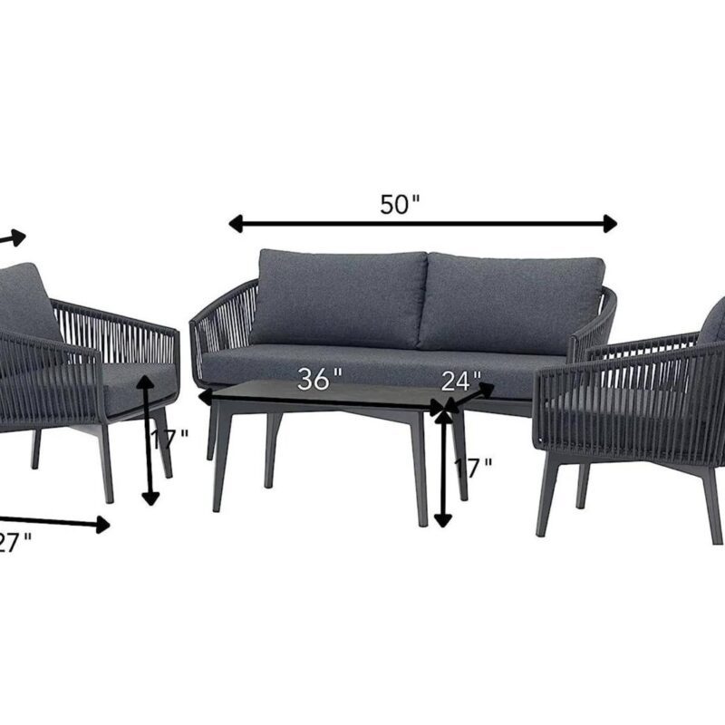 Rope Sofa Set & Table (4 Pieces) - Image 2