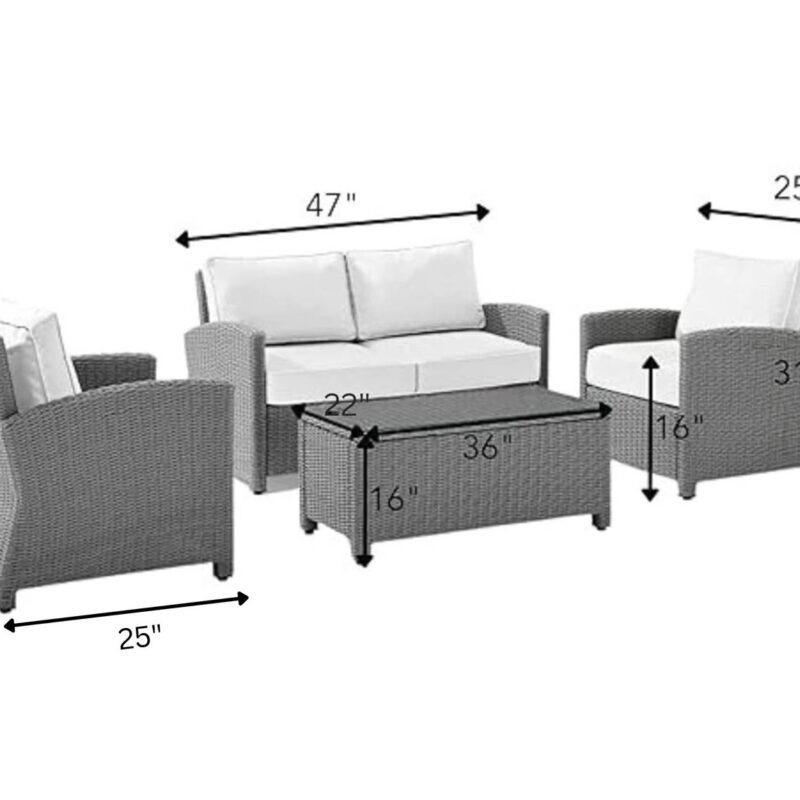 Devoko 4PCS Patio Wicker Furniture Set(Silver Grey & White) - Image 2