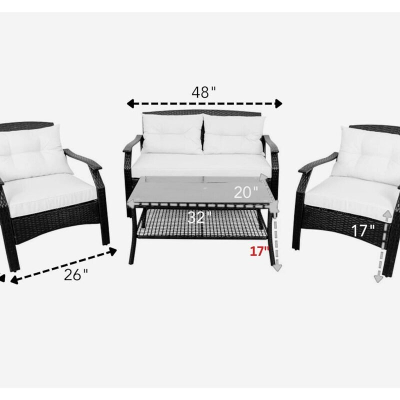 4-Piece Rattan Conversation Set: (Dark Brown & Dark Gray) - Image 2