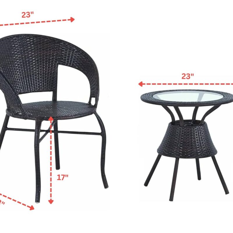 Devoko Wicker Patio Conversation Set - Rattan Chair/Table - Poolside/Balcony - Image 2