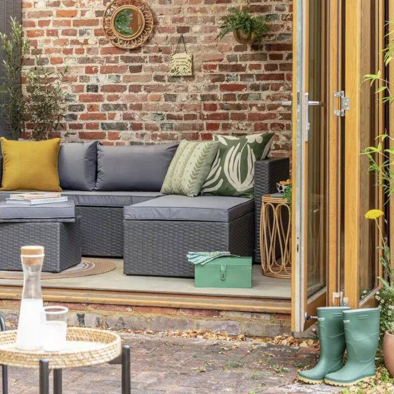 DEVOKO 3Pc Outdoor Wicker Sofa Set (Grey)
