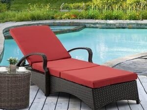 DEVOKO Patio Lounger (Dark Brown/Red)