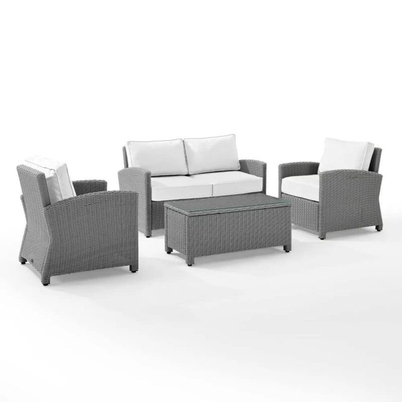 Devoko 4PCS Patio Wicker Furniture Set(Silver Grey & White) - Image 4