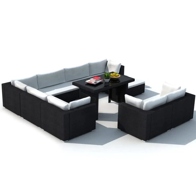 DEVOKO 6PCS L-Shape Patio Dining Set (Black & White) - Image 6
