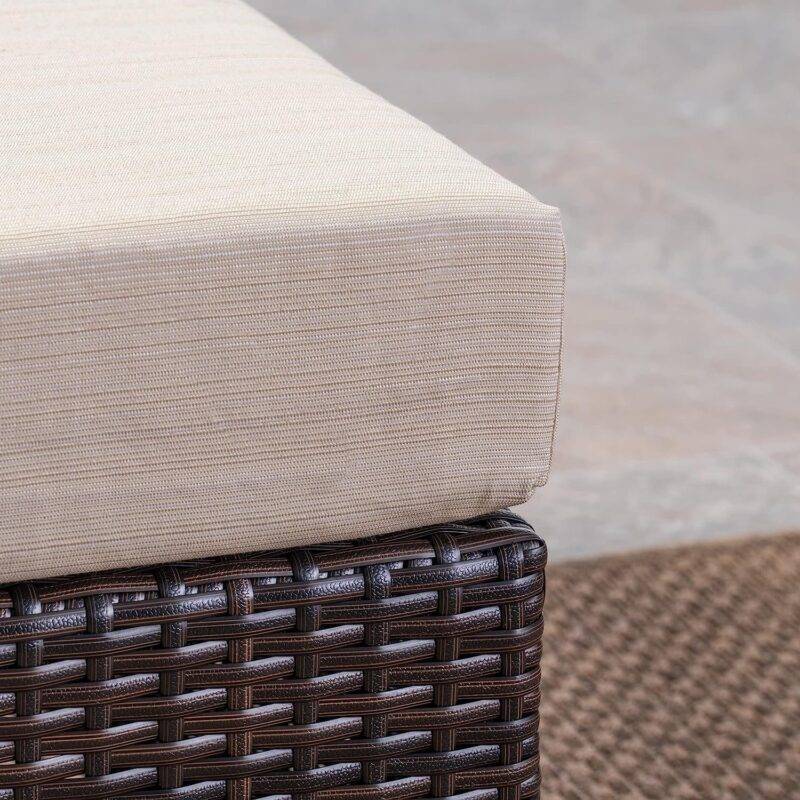 DEVOKO Outdoor 5pc Wicker Sofa Set (Dark Brown/Cream) - Image 3