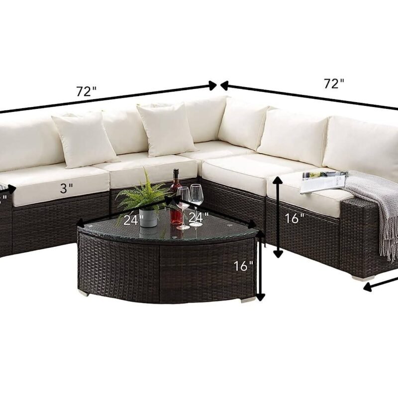 DEVOKO Oval Shape Patio Set (Dark Brown/Off-white) - Image 2