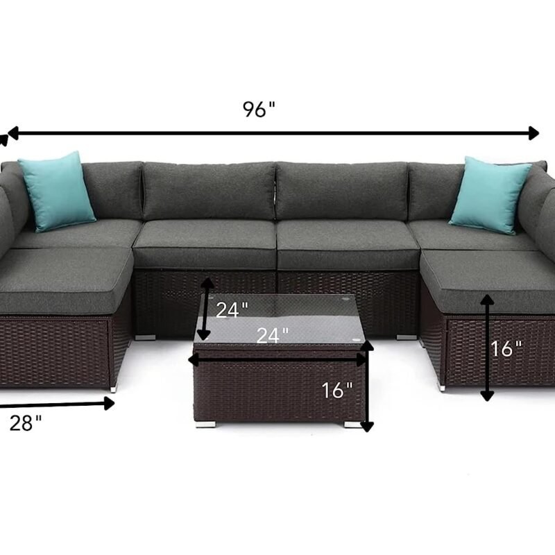 DEVOKO Garden Conversation Sofa Set (Dark Brown/Grey) - Image 2