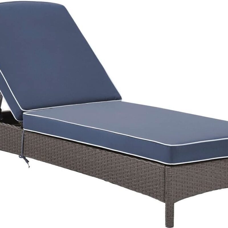 DEVOKO Outdoor Double Chaise (Dark Brown/Navy Blue) - Image 3
