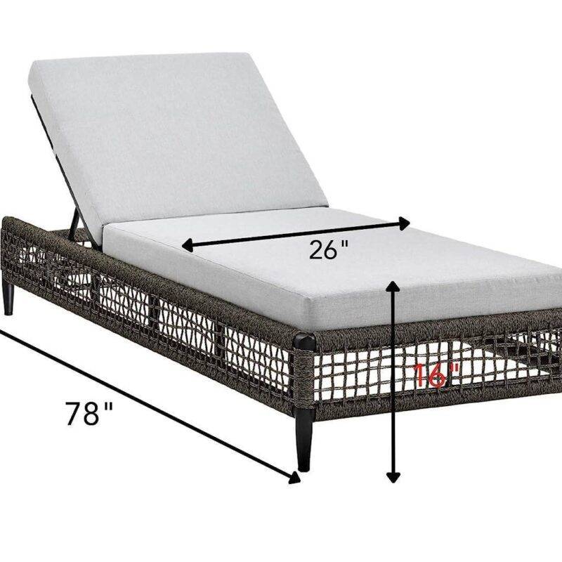 DEVOKO Grey Rope Sun Lounger with White Cushion - Image 2