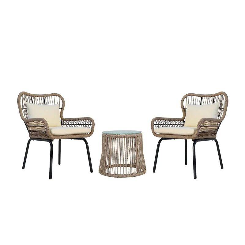 Devoko 3 Piece Patio Rope Set - Beige/Cream - Outdoor - Image 4