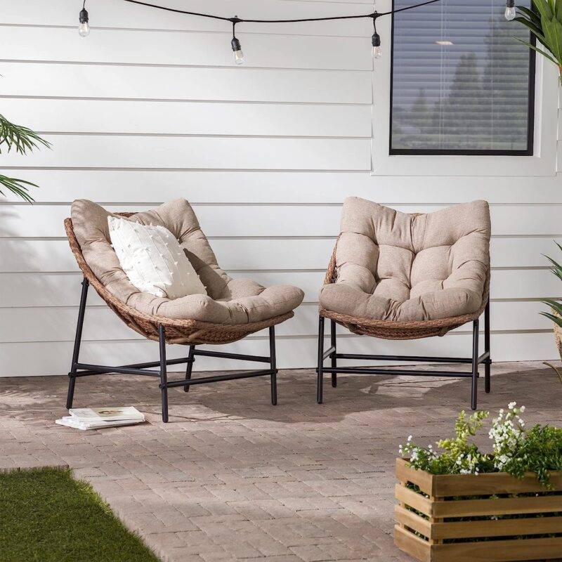 Rattan Chairs with Cushions (Beige/Cream) - Image 3