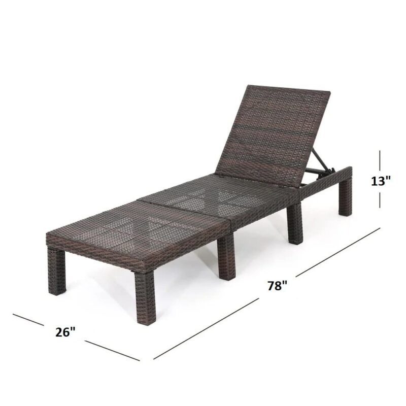 DEVOKO Double Chaise Lounge Chair with Waterproof Cushions (Dark Brown/Off-white) - Image 2
