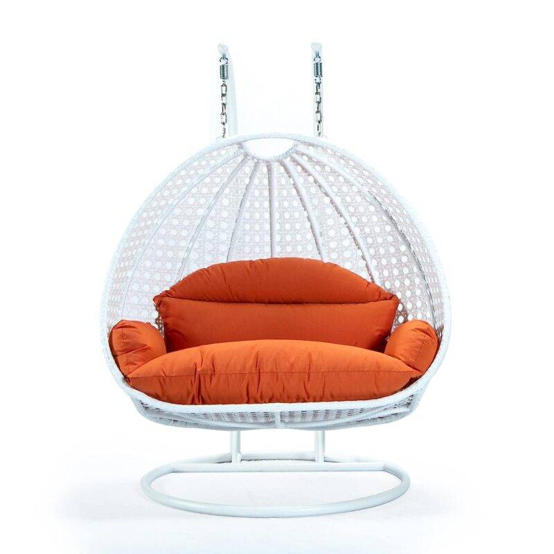 Double Seater Hanging Swing Chair (White & Orange) - Image 3