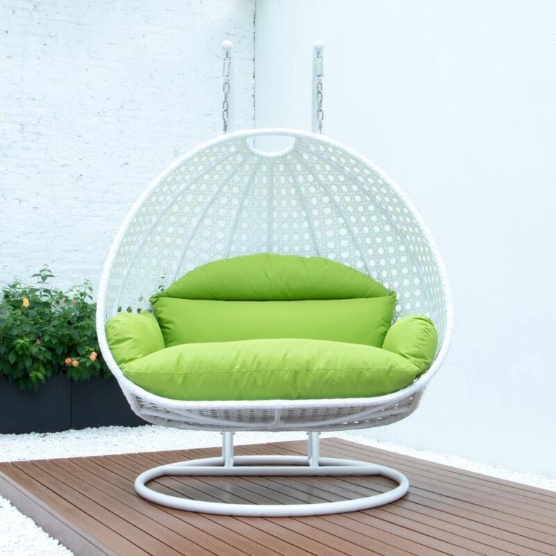 Swing Chair with Stand & Cushion (Light Green/White) - Image 3