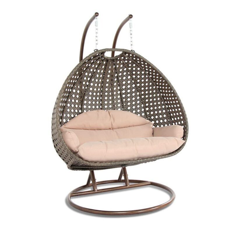 Double Seater Hanging Swing Chair (Dark Brown/Cream) - Image 3