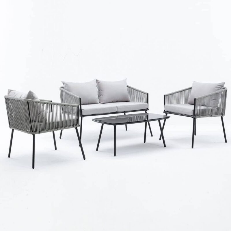 DEVOKO Patio Furniture Set 4-Piece (Grey) - Image 2