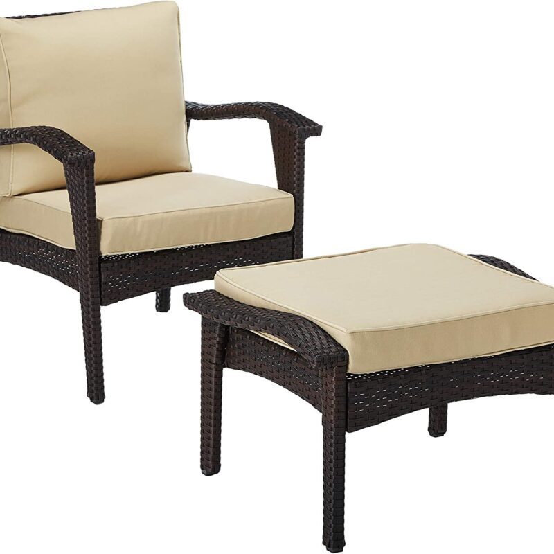 Devoko 5-Piece Patio Furniture Set in Dark Brown & Cream - Image 4