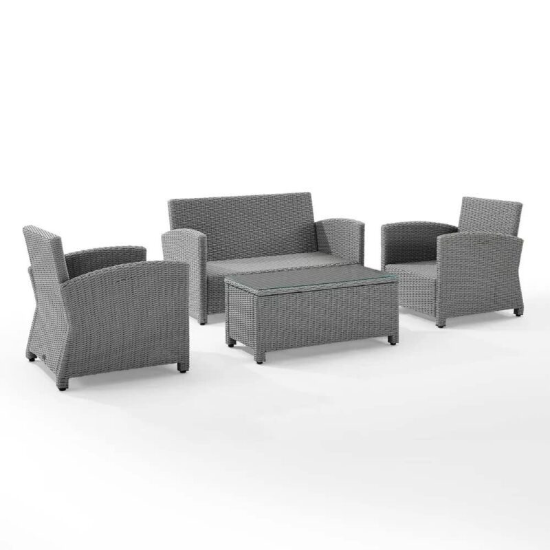 Devoko 4PCS Patio Wicker Furniture Set(Silver Grey & White) - Image 3