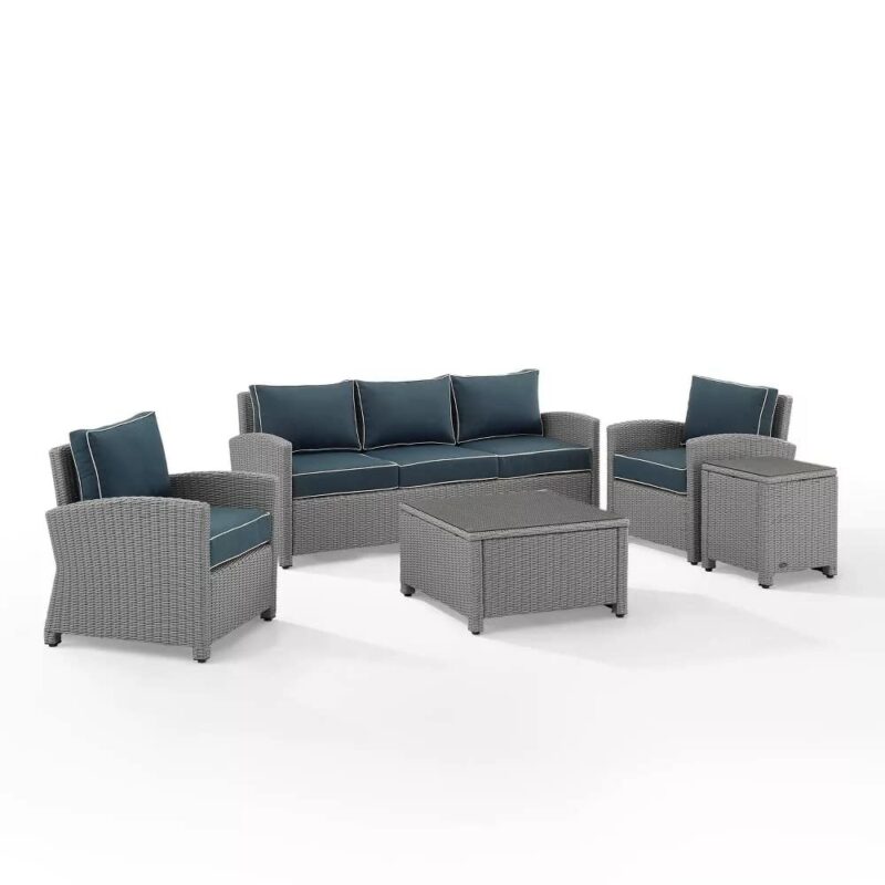 DEVOKO Outdoor Patio Furniture Set - Silver & Navy Blue - Image 5