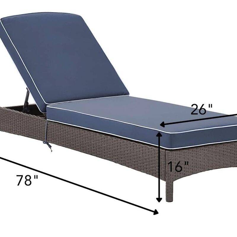 DEVOKO Outdoor Double Chaise (Dark Brown/Navy Blue) - Image 2
