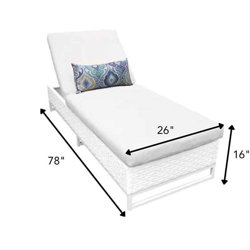 DEVOKO White Wicker Lounger (Grey Cushions) - Image 2