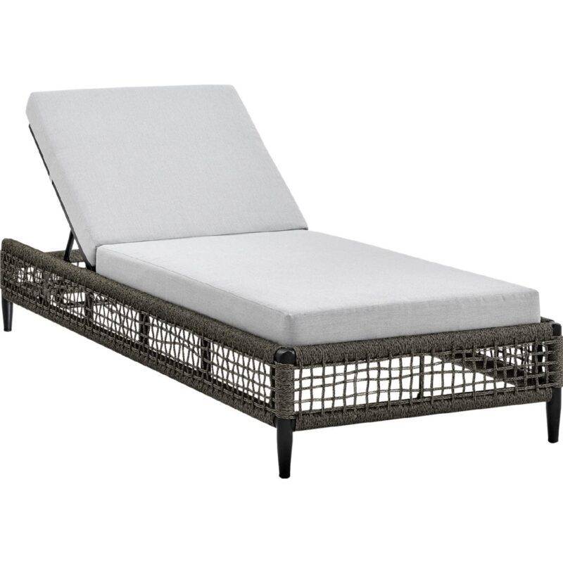 DEVOKO Grey Rope Sun Lounger with White Cushion - Image 3