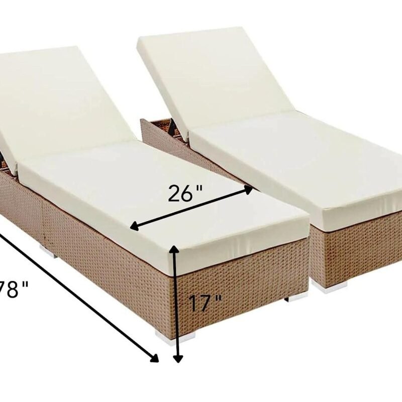 DEVOKO Chaise Lounge Chair (Beige/White) - Image 2