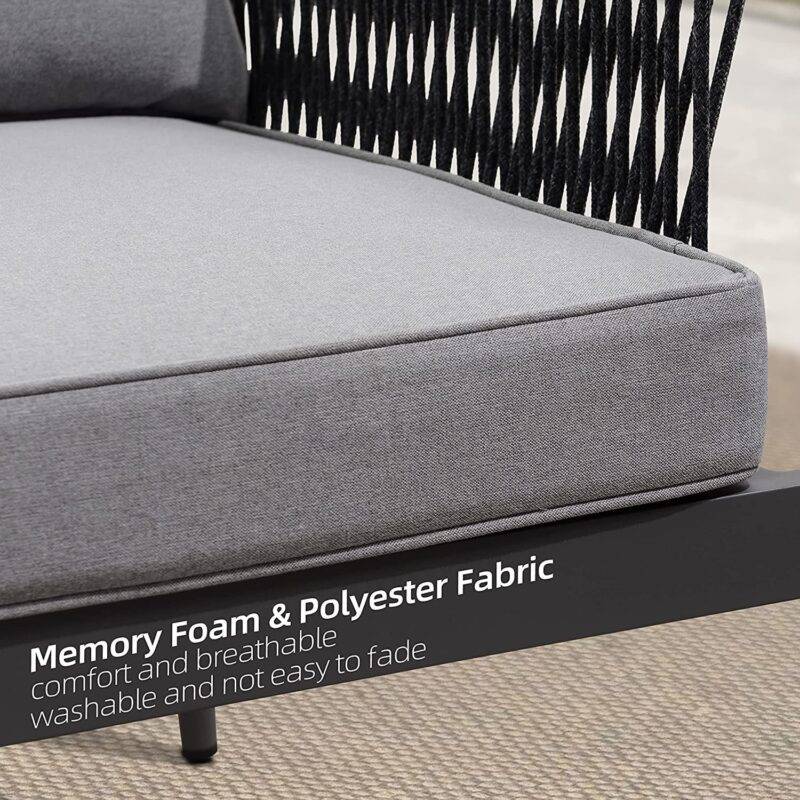 DEVOKO 4 Seater Outdoor Sofa Set (Black & Dark Grey) - Image 4