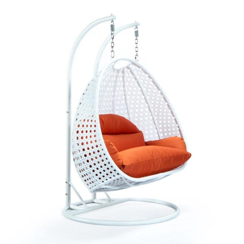 Double Seater Hanging Swing Chair (White & Orange) - Image 4