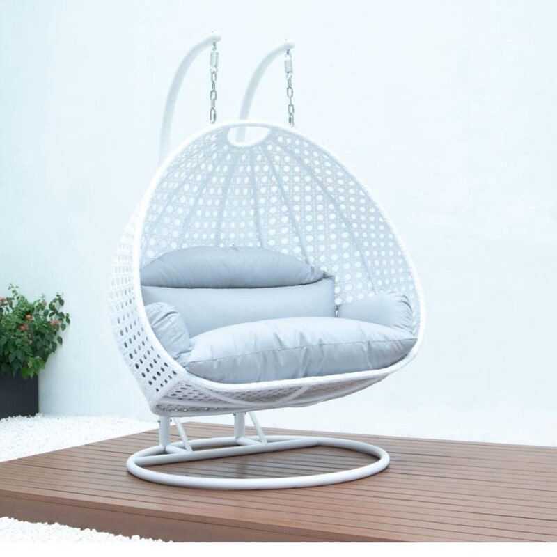 Double Seater Hanging Swing Chair (White & Grey) - Image 4