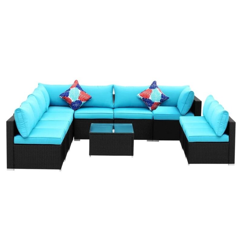 Garden Conversation Sofa Set (Black/SkyBlue) - Image 3