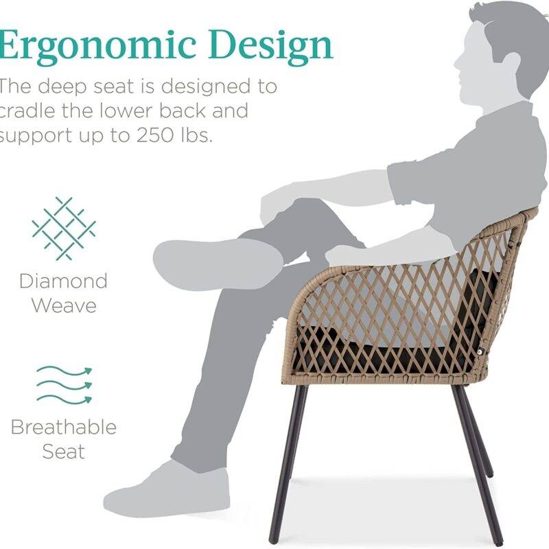 DEVOKO 3-Piece Outdoor Rattan Furniture Set (Beige & Black) - Image 3
