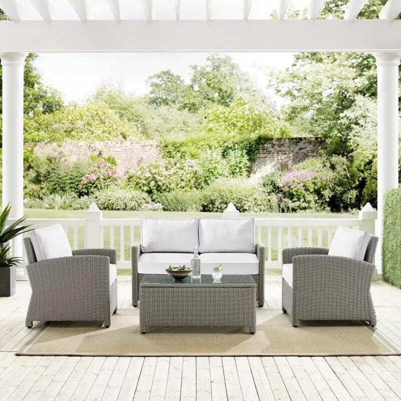 Devoko 4PCS Patio Wicker Furniture Set(Silver Grey & White) - Image 5
