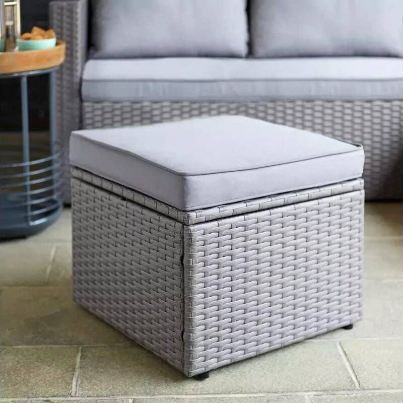 DEVOKO 3Pc Outdoor Wicker Sofa Set (Grey) - Image 3