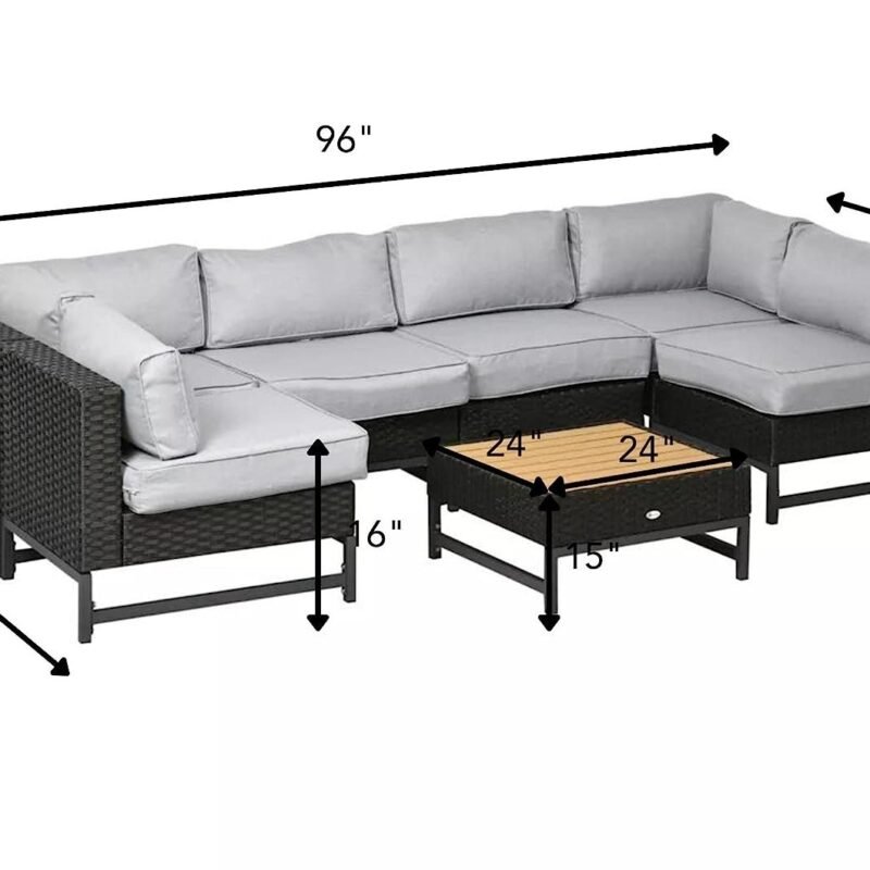 DEVOKO 5 Piece L Shape Sectional Patio Set (Black/Grey) - Image 2