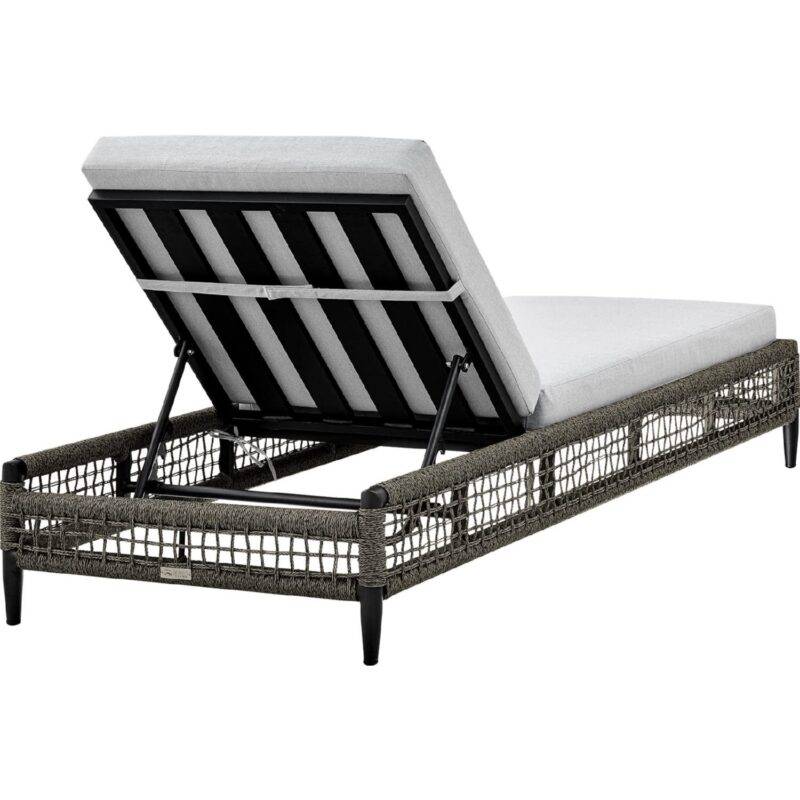DEVOKO Grey Rope Sun Lounger with White Cushion - Image 4