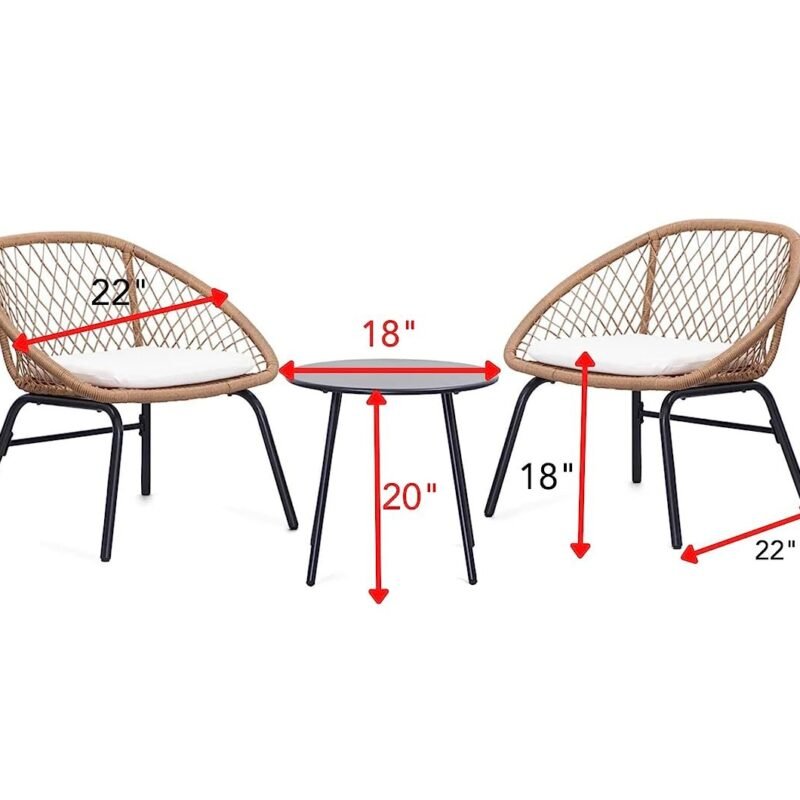 3-Piece Wicker Patio Set (Beige & White) - Image 4