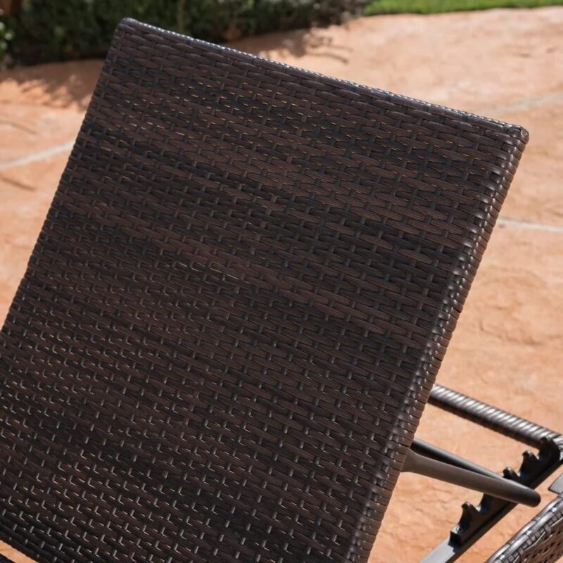 DEVOKO Set of 4 Outdoor Wicker Chaise Lounge Chairs with Adjustable Recline and Removable Cushions - Image 4