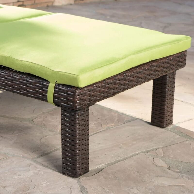 DEVOKO Set of 4 Outdoor Wicker Chaise Loungers(Dark Brown & Green) - Image 4