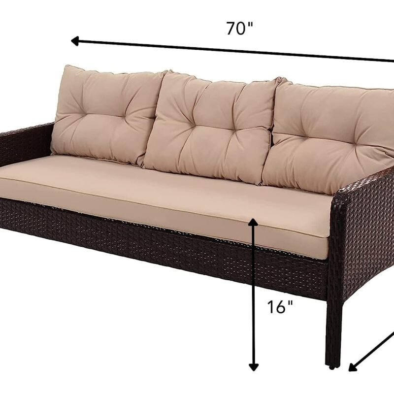 7-Seater Outdoor Sofa Set (Dark Brown/Cream) - Image 2