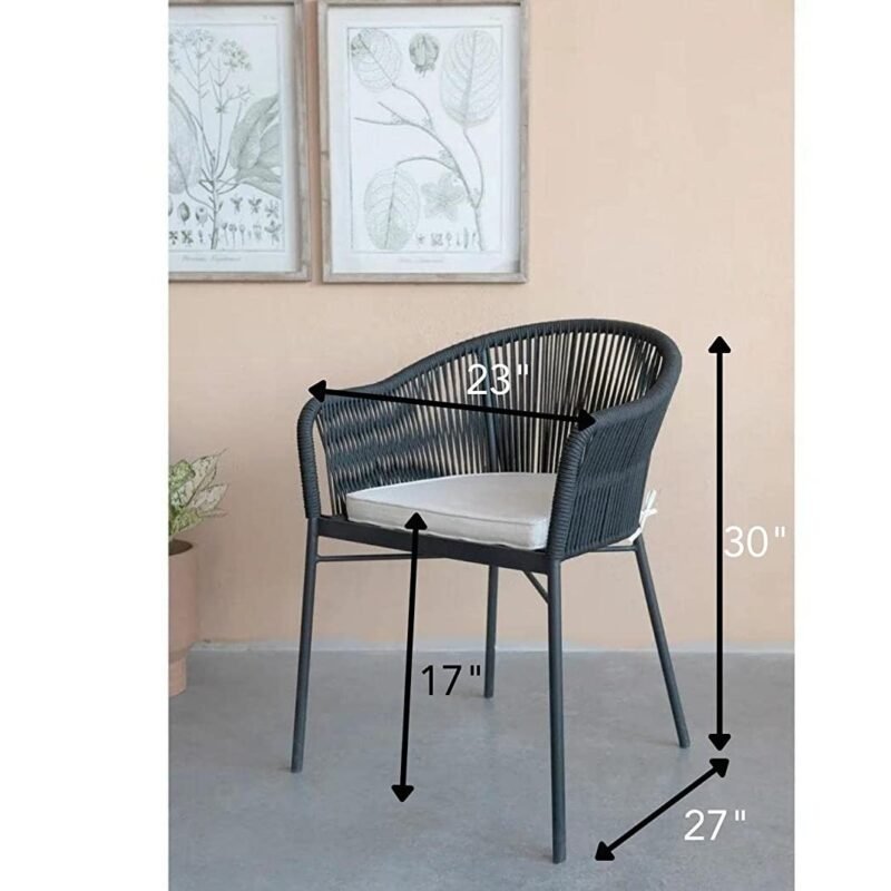 DEVOKO 2-Seater Rope Chair Set with Cushion (Black/White) - Image 4