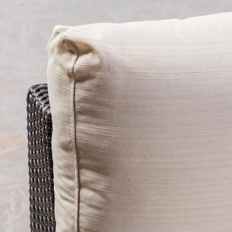 DEVOKO Outdoor 5pc Wicker Sofa Set (Dark Brown/Cream) - Image 4
