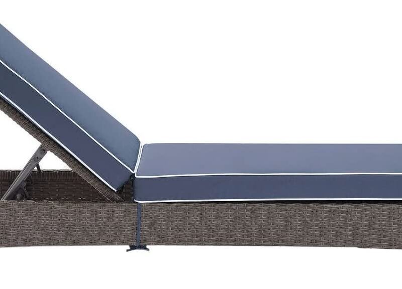 DEVOKO Outdoor Double Chaise (Dark Brown/Navy Blue) - Image 5