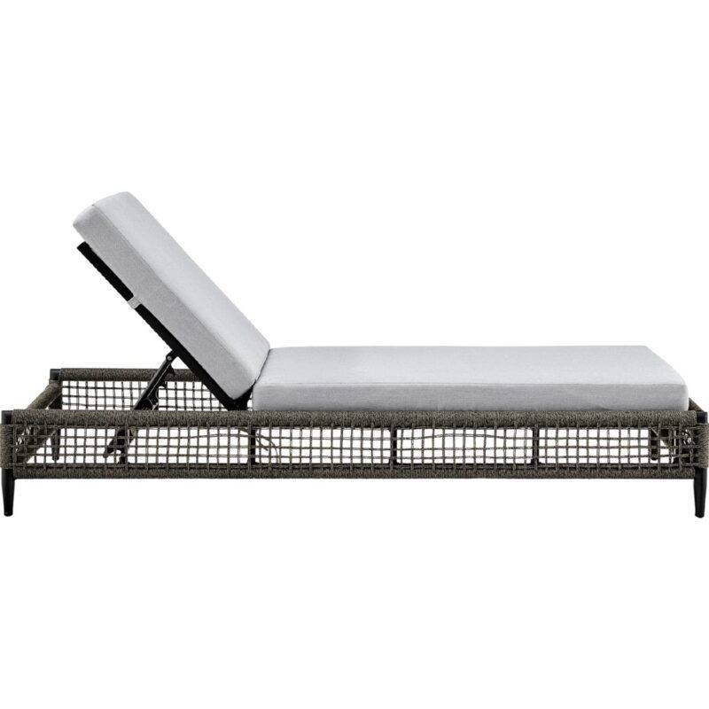 DEVOKO Grey Rope Sun Lounger with White Cushion - Image 5