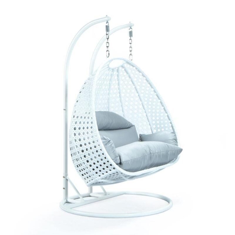 Double Seater Hanging Swing Chair (White & Grey) - Image 5