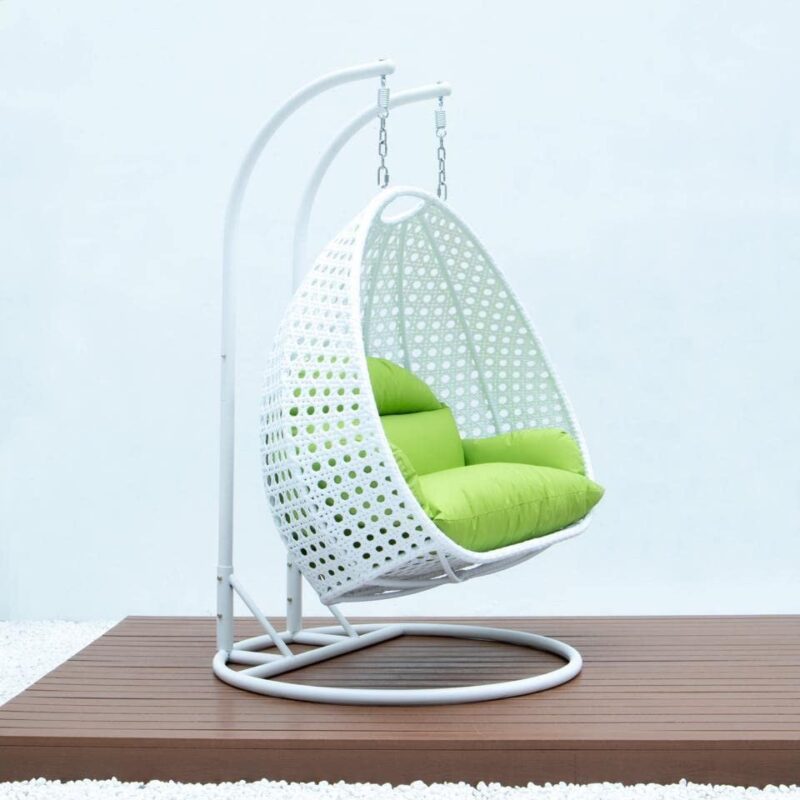 Swing Chair with Stand & Cushion (Light Green/White) - Image 5