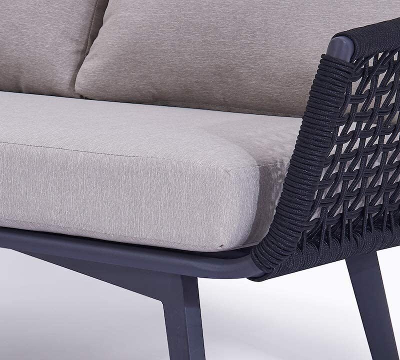 DEVOKO 2-Piece Outdoor Rope Chair and Ottoman Set (Black/Grey) - Image 5