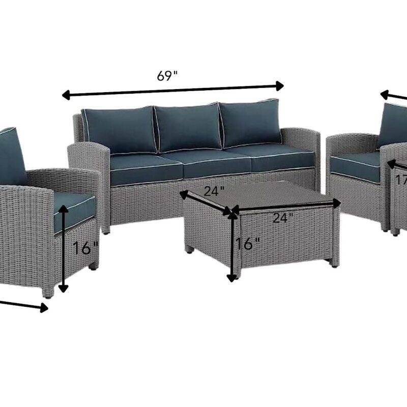 DEVOKO Outdoor Patio Furniture Set - Silver & Navy Blue - Image 2