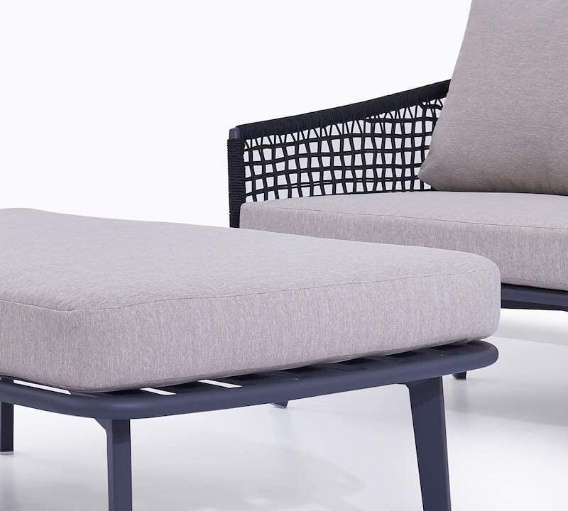DEVOKO 2-Piece Outdoor Rope Chair and Ottoman Set (Black/Grey) - Image 6